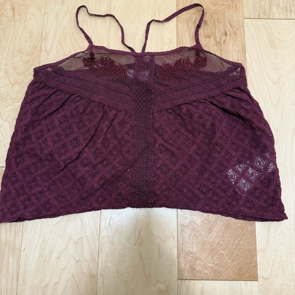 Abercrombie & Fitch Tops - Y2K 90s‎ Abercrombie womens lace top maroon size M dark fairy whismigoth grunge